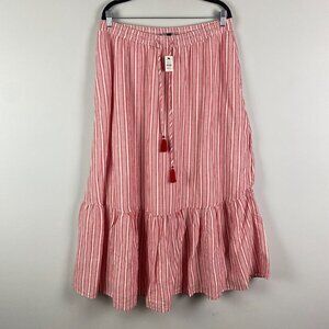 Talbots Red and White Striped Maxi Skirt